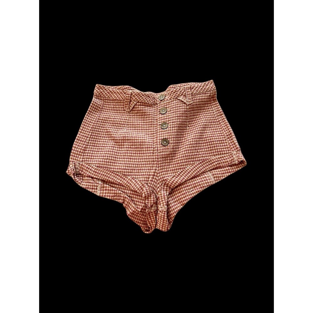 Free People Womens Hot Hot Hot Low-Rise‎ Plaid Short Shorts Sz 2 Booty Shorts